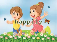 Definition & pronunciation of happily